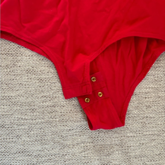 J. Crew Red Off-Shoulder Ruffle Bodysuit - Picture 3 of 4